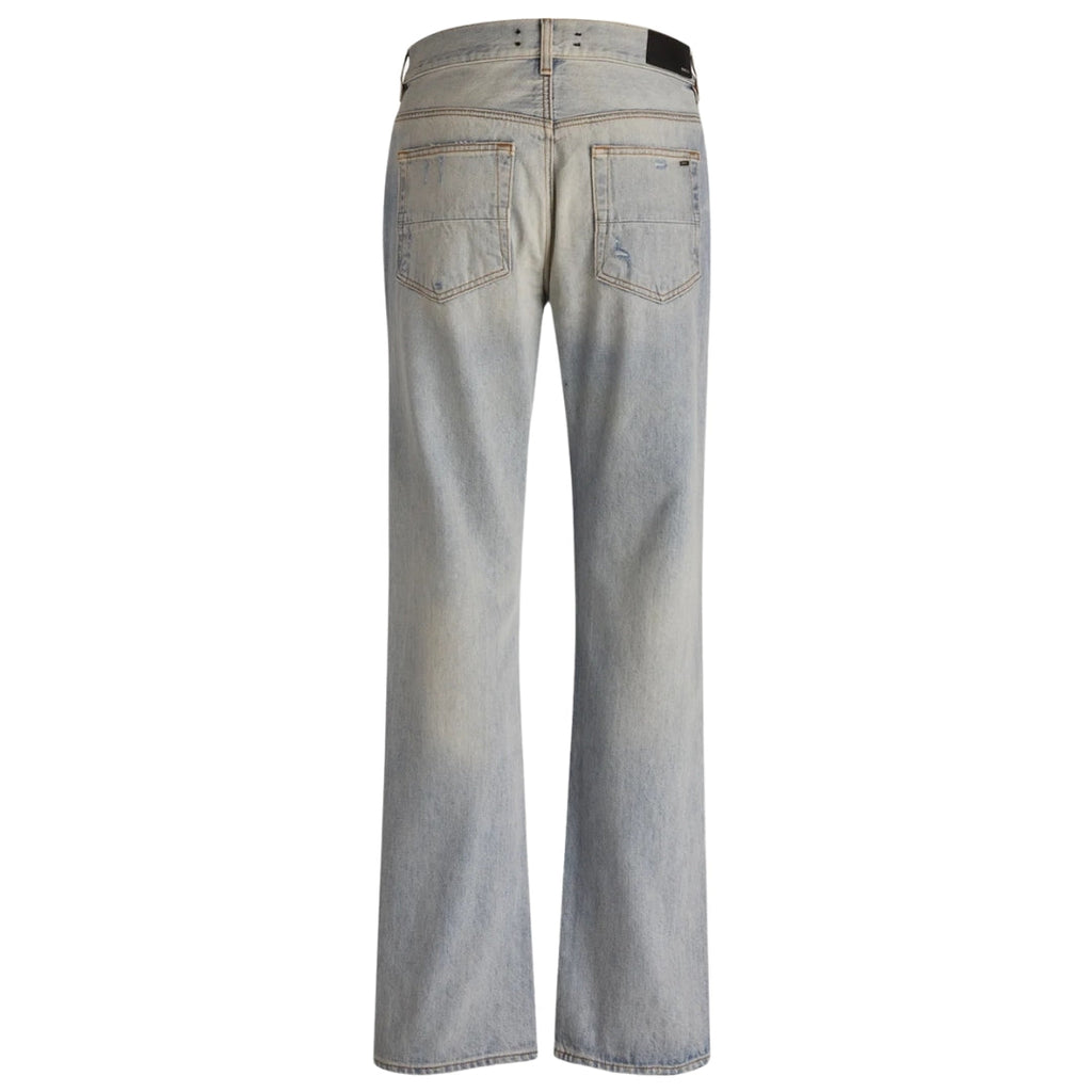 Amiri Ma Bar Logo Straight Fit Stone Indigo Blue Denim Jeans